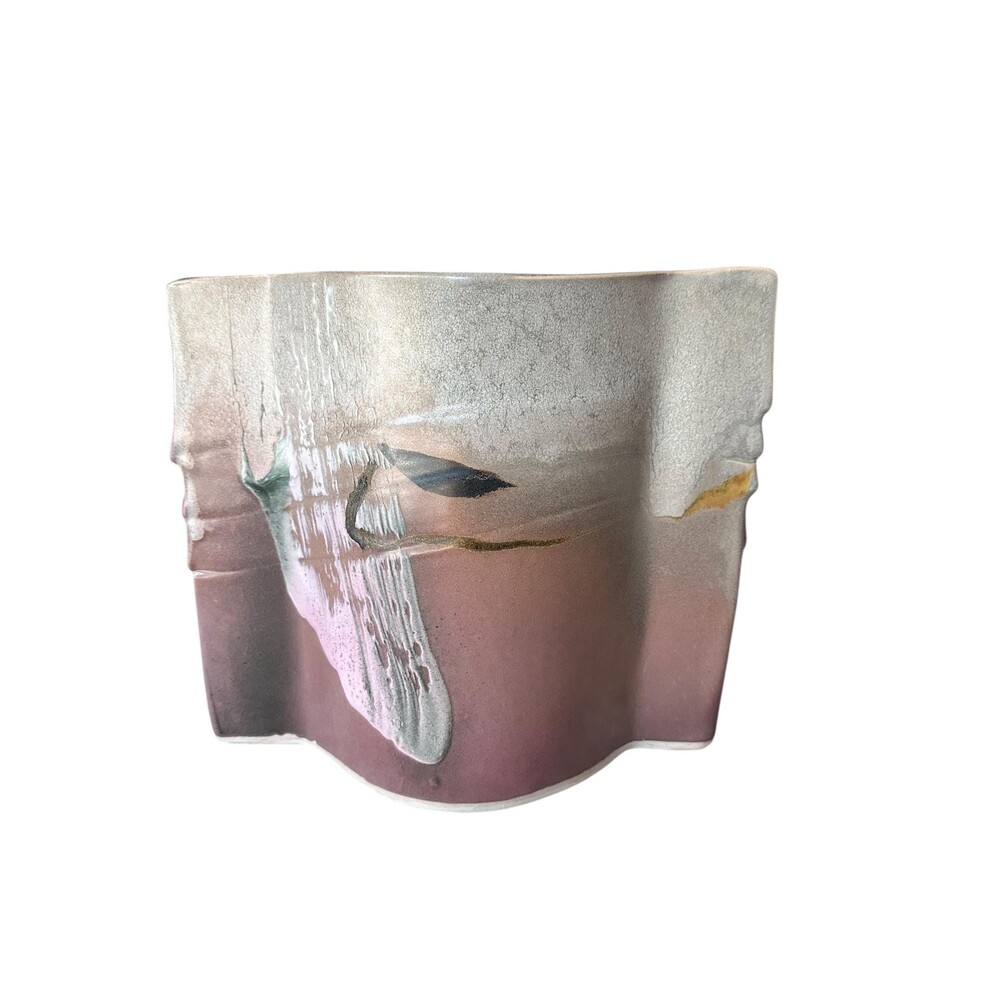 Signed Vintage Envelope Shaped Studio Pottery Vase 80s-90s
